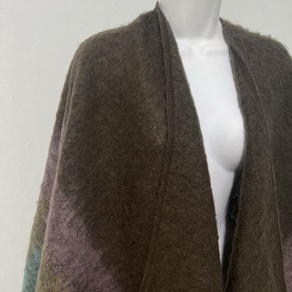 Womens Wool Blend Scarf Shawl Wrap Made in Italy Brown Green Big Luxury Elegant - Picture 2 of 7